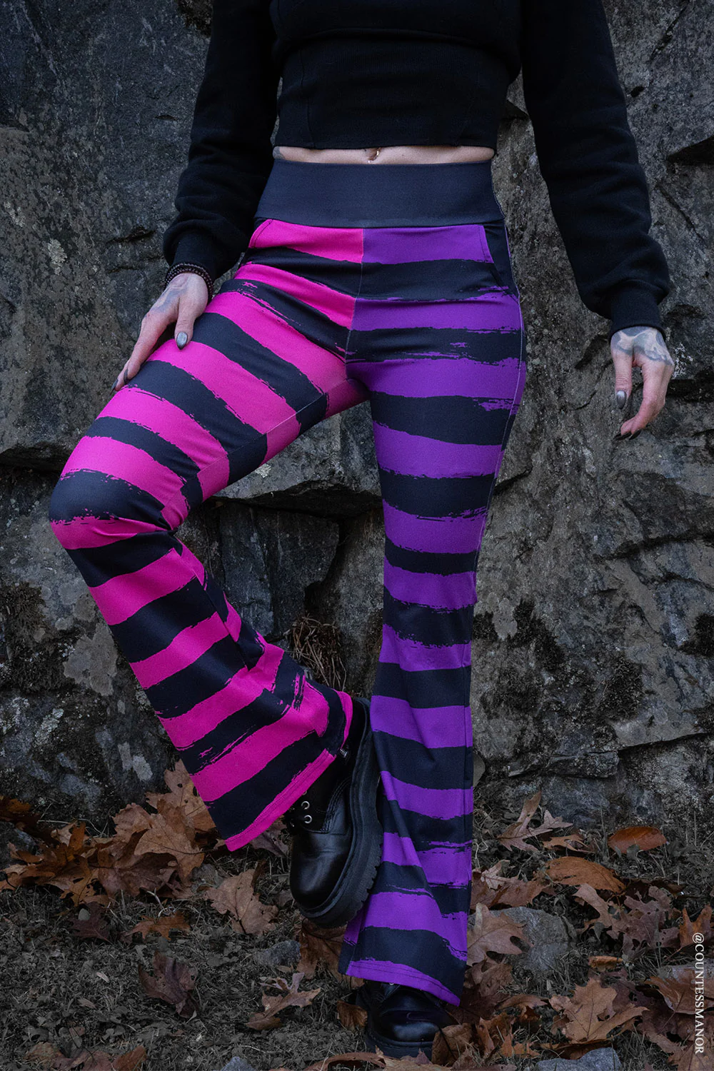 Pastel Goth Striped Flares