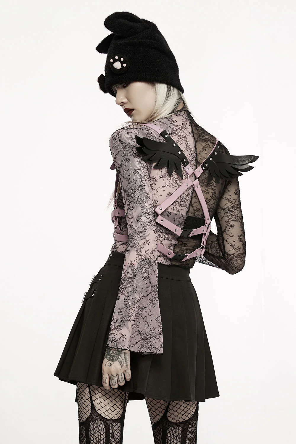 Pastel Goth Wings Harness [BLACK/PINK] - Image 2