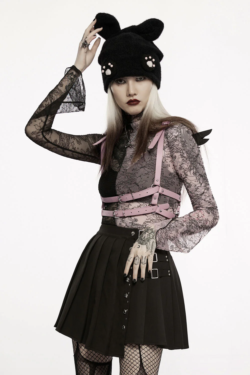 Pastel Goth Wings Harness [BLACK/PINK] - Image 5