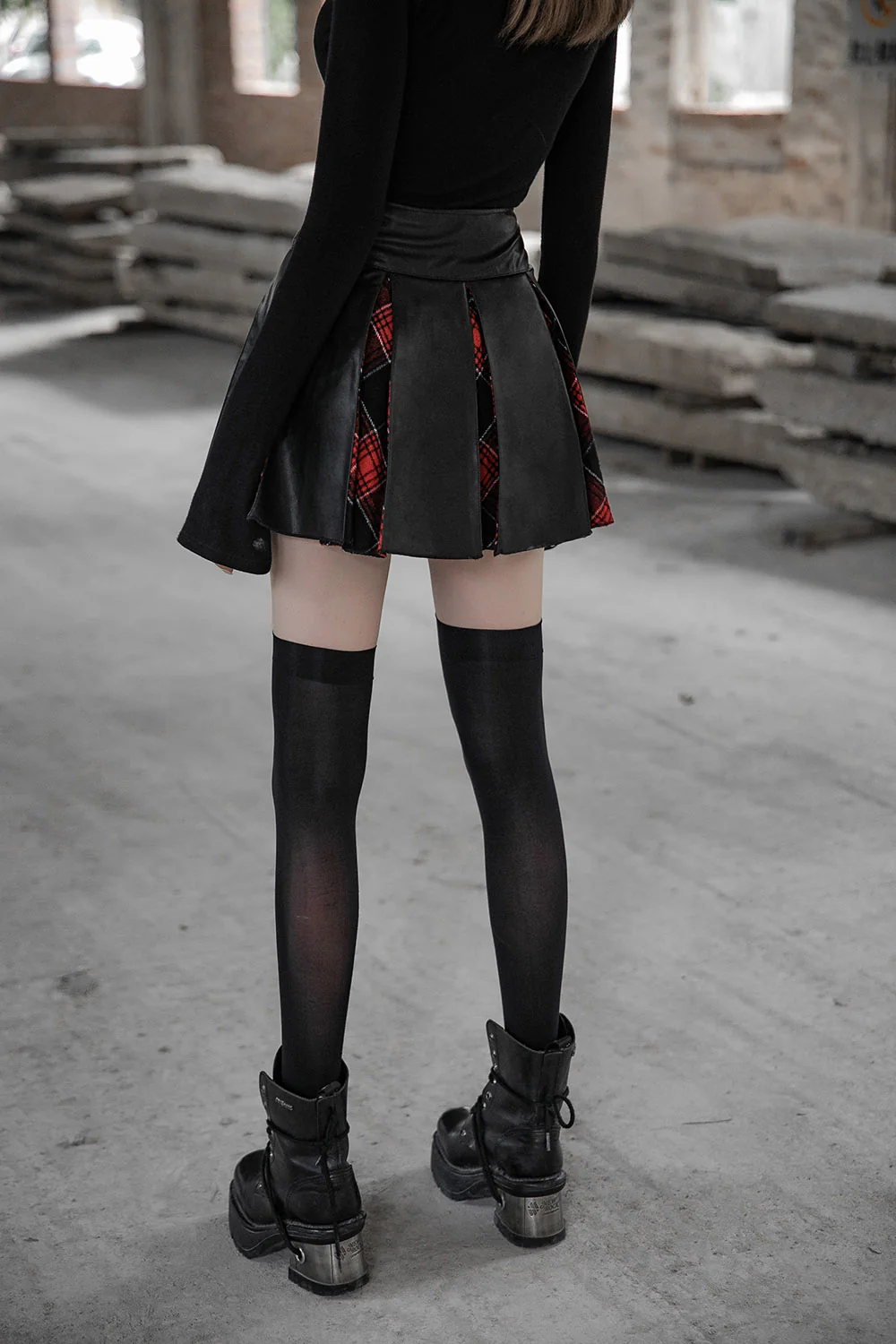 Peek-a-Boo Plaid Mini Skirt - Image 4