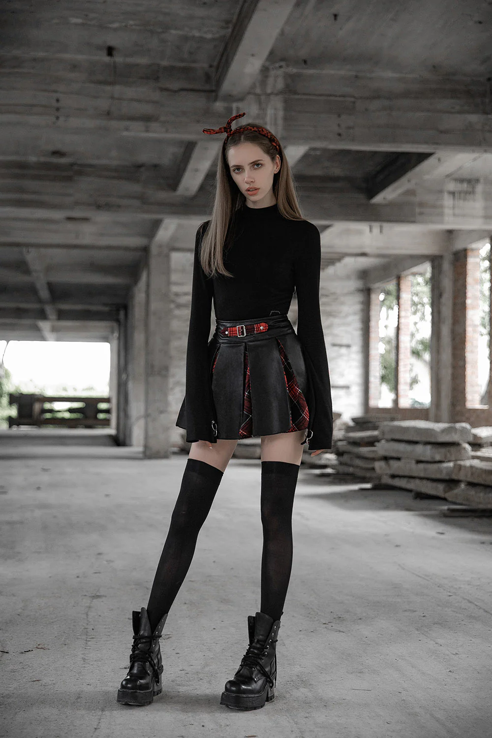 Peek-a-Boo Plaid Mini Skirt - Image 6