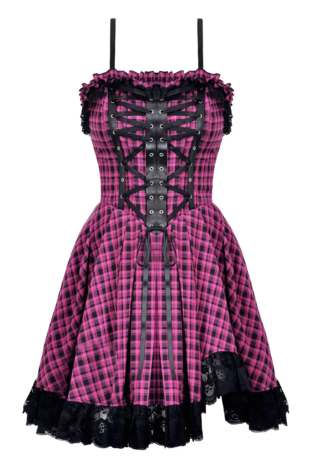 Pink Death Plaid Dress - Image 4