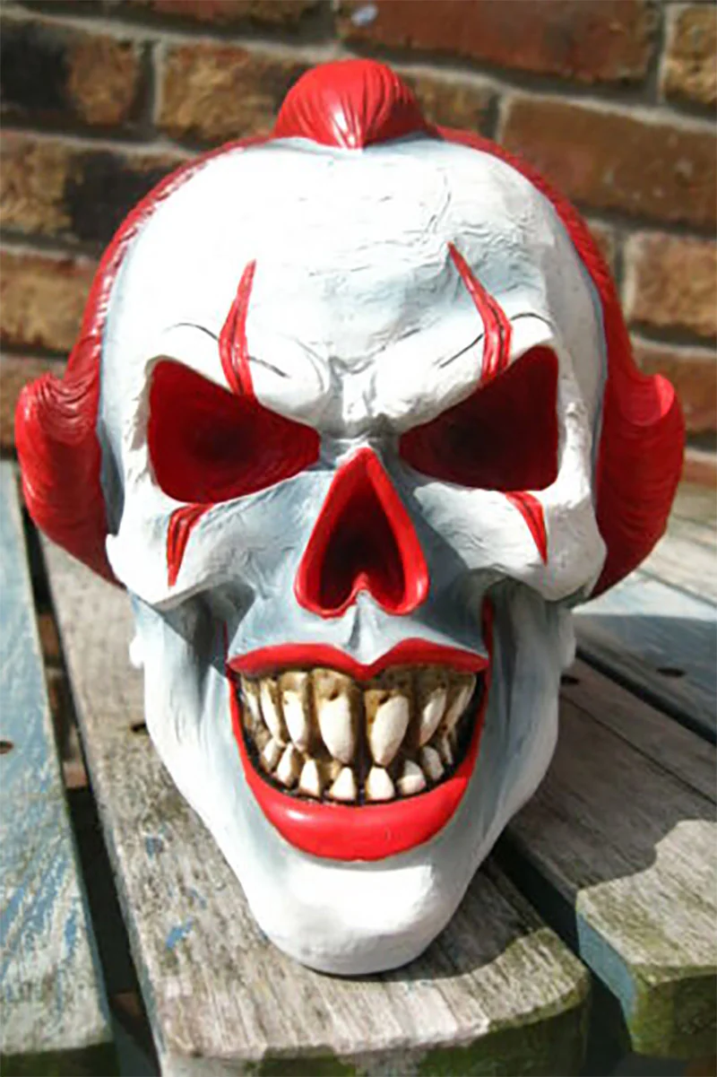 Play Time Skull Scary Horror Clown Head Statue
