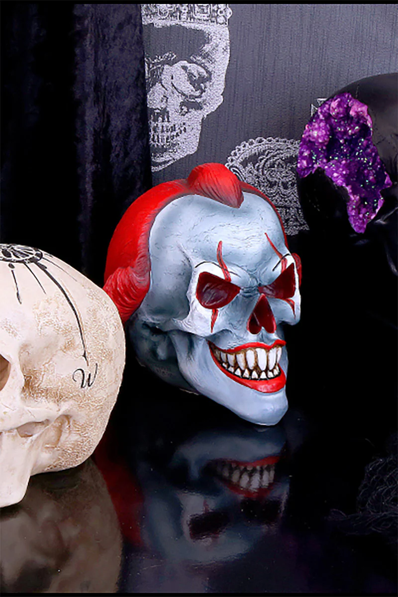 Play Time Skull Scary Horror Clown Head Statue - Image 8