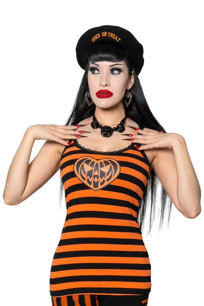 Pumpkin Striped Lace Cami Top - Image 2