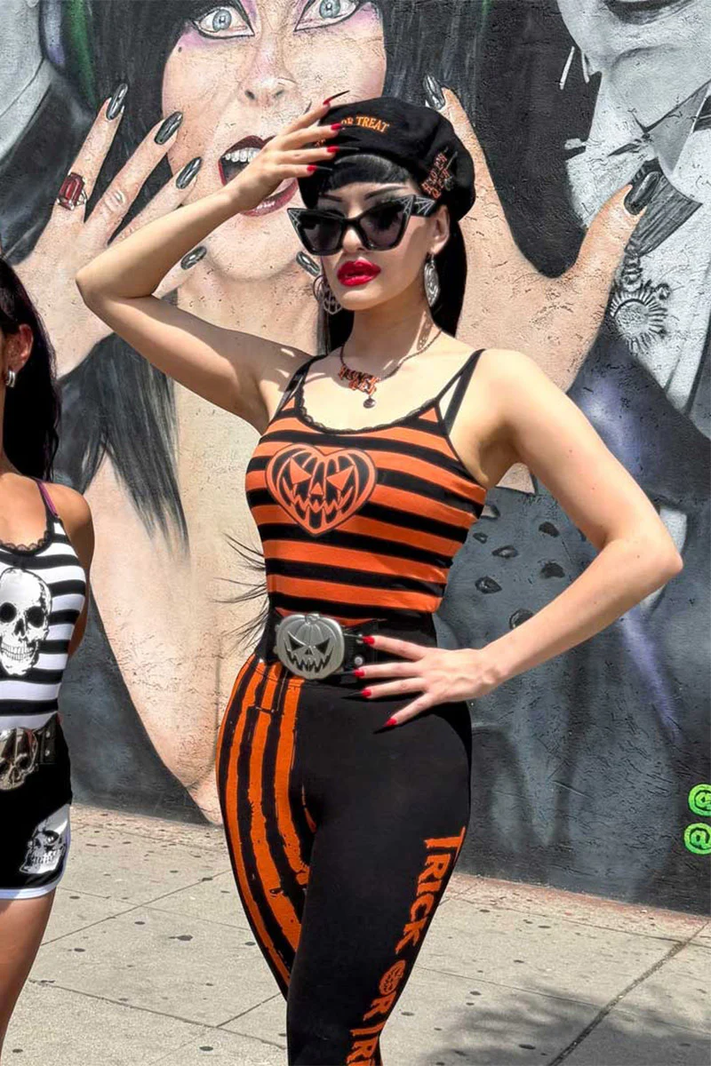 Pumpkin Striped Lace Cami Top - Image 6