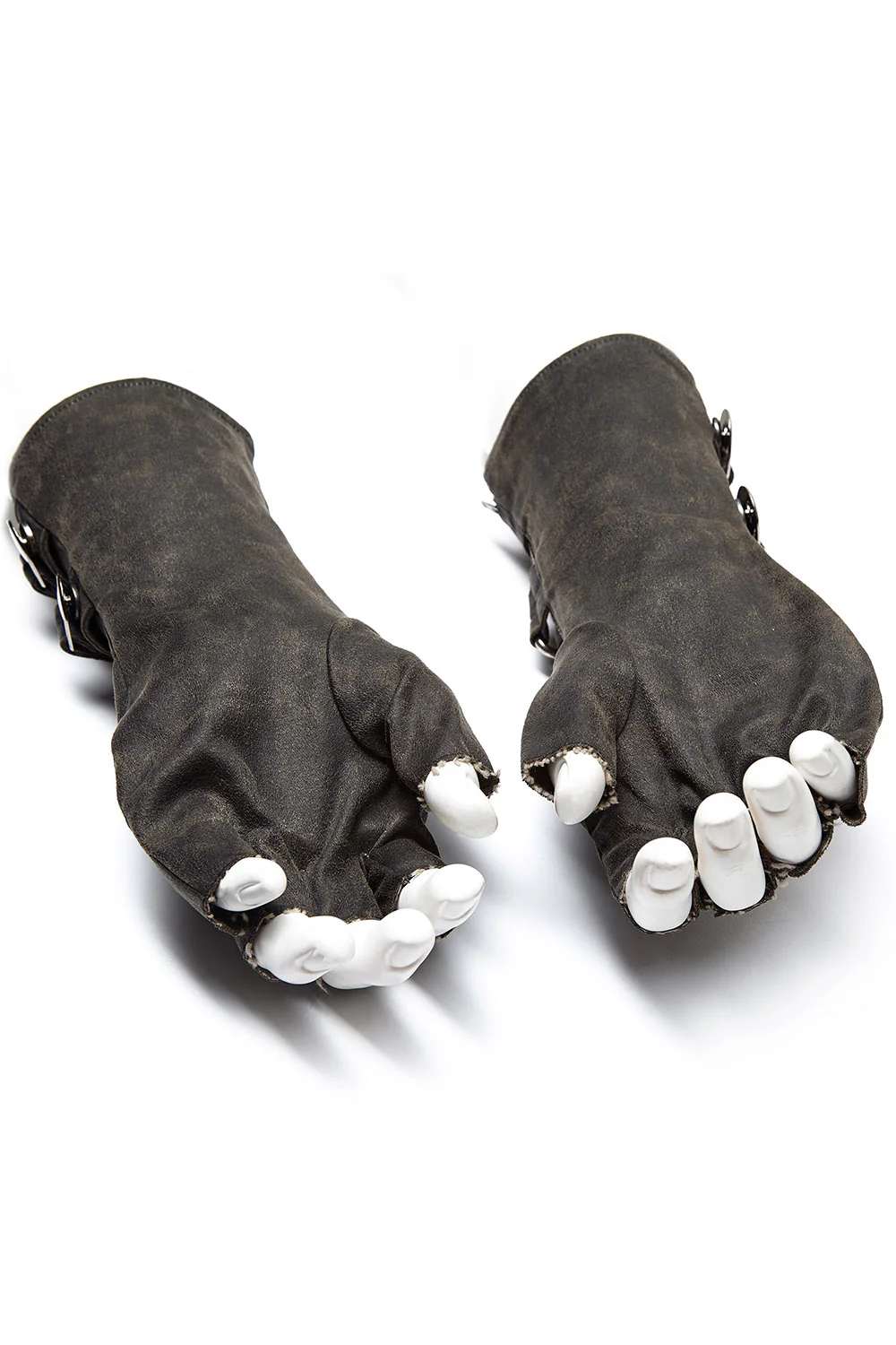 Men's Steampunk Fingerless Gloves [Gray] - Image 5