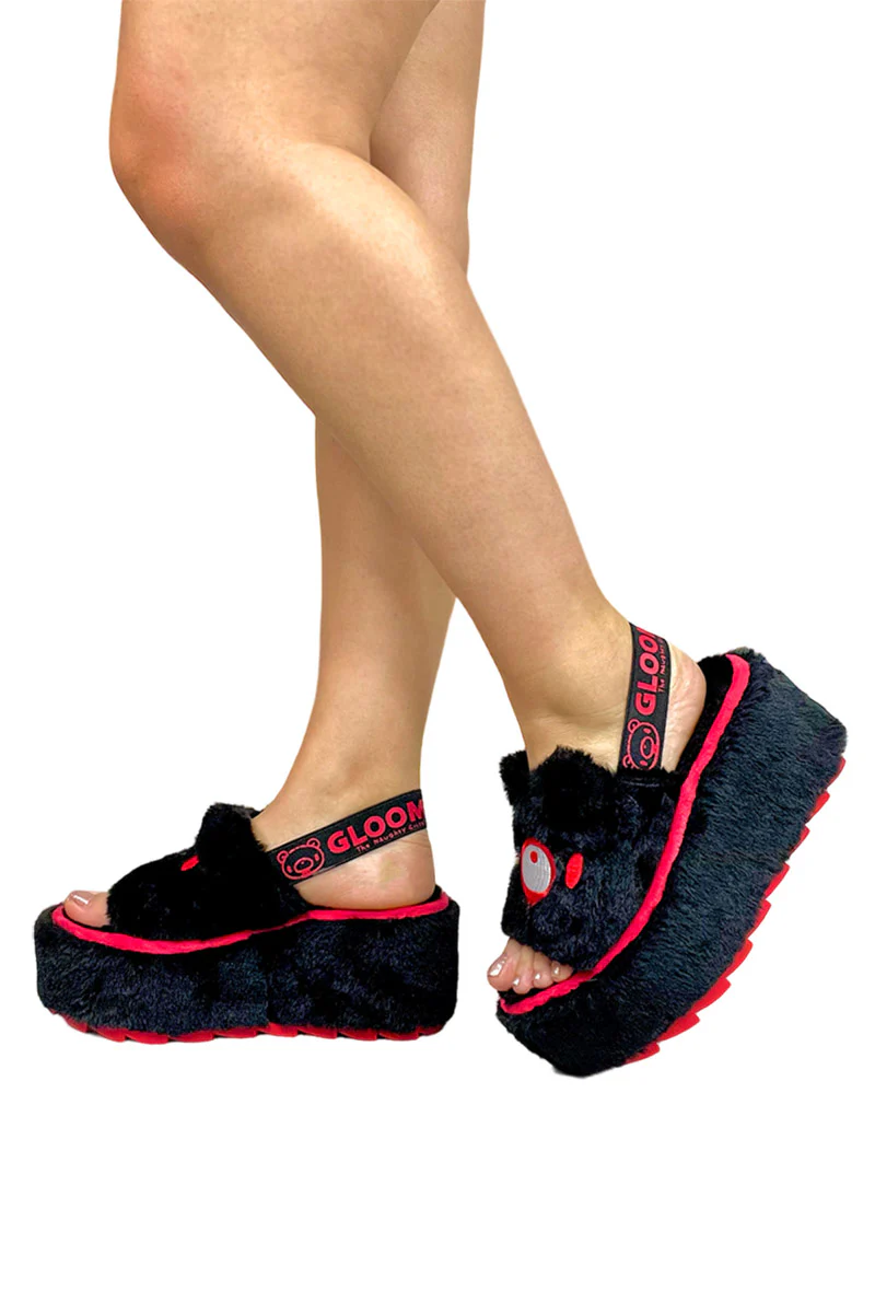 QOZII Slide Gloomy Bear Platform Sandals [BLACK] - Image 4