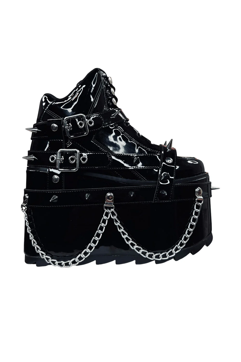 QOZMO BNDG Spike Punk Platforms [Black/Patent Silver] - Image 2