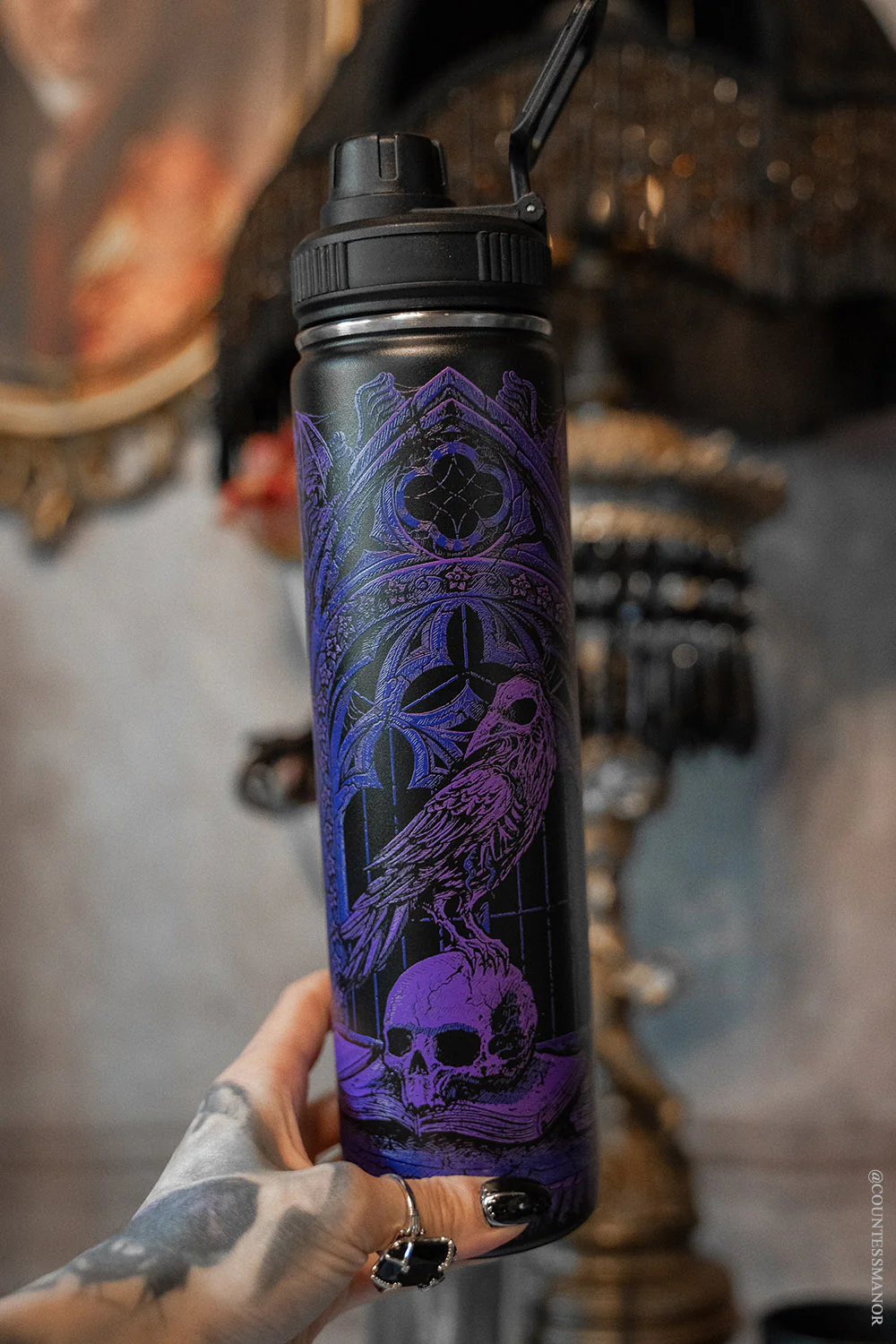 Quoth the Raven 24 Oz Water Bottle Tumbler - Image 2