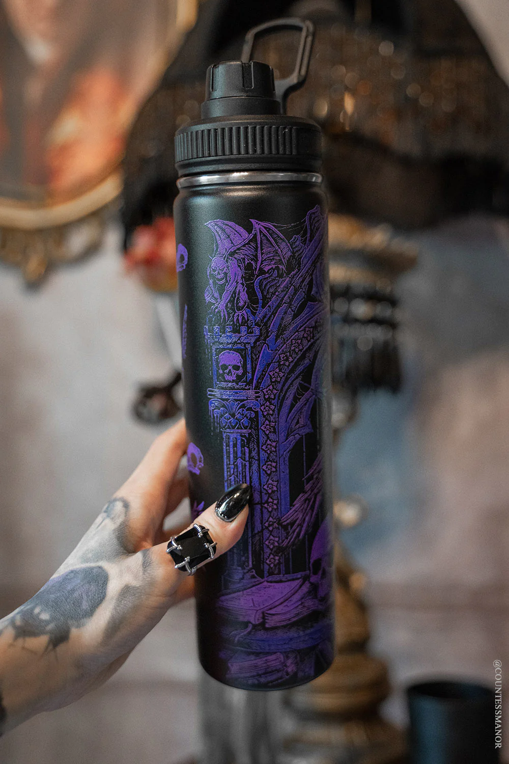 Quoth the Raven 24 Oz Water Bottle Tumbler - Image 3