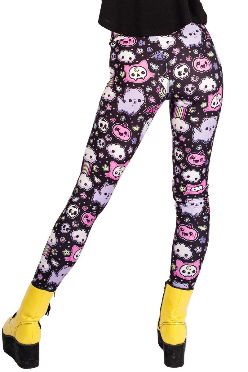 Rainbows And Unicorns Kawaii High Waist Leggings - Image 3