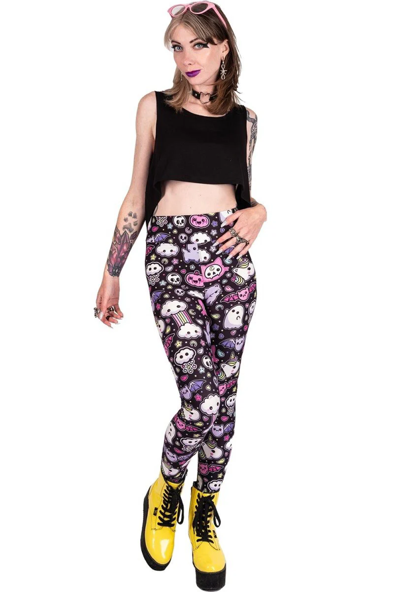 Rainbows And Unicorns Kawaii High Waist Leggings - Image 4