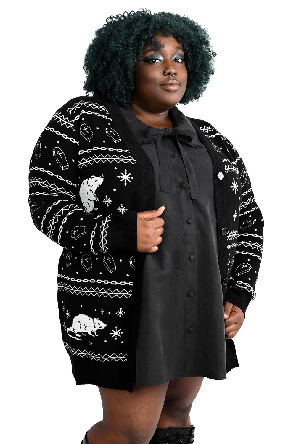 Rat Button Up Holiday Cardigan - Image 5