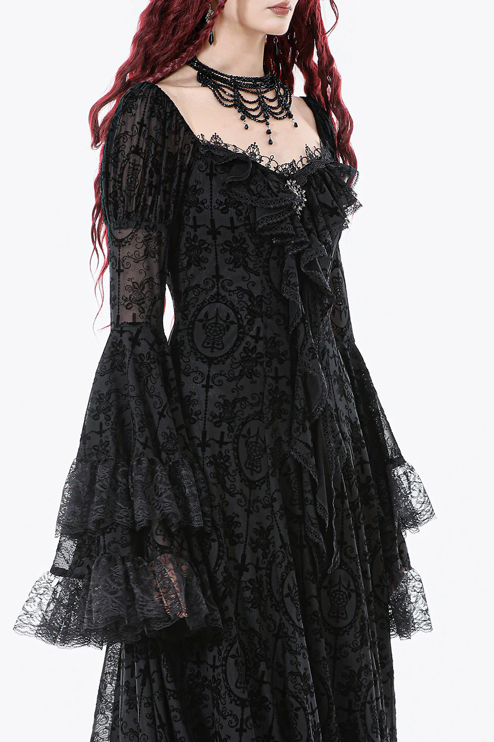 Ravencrest Layered Lace Sleeve Dress - Image 3