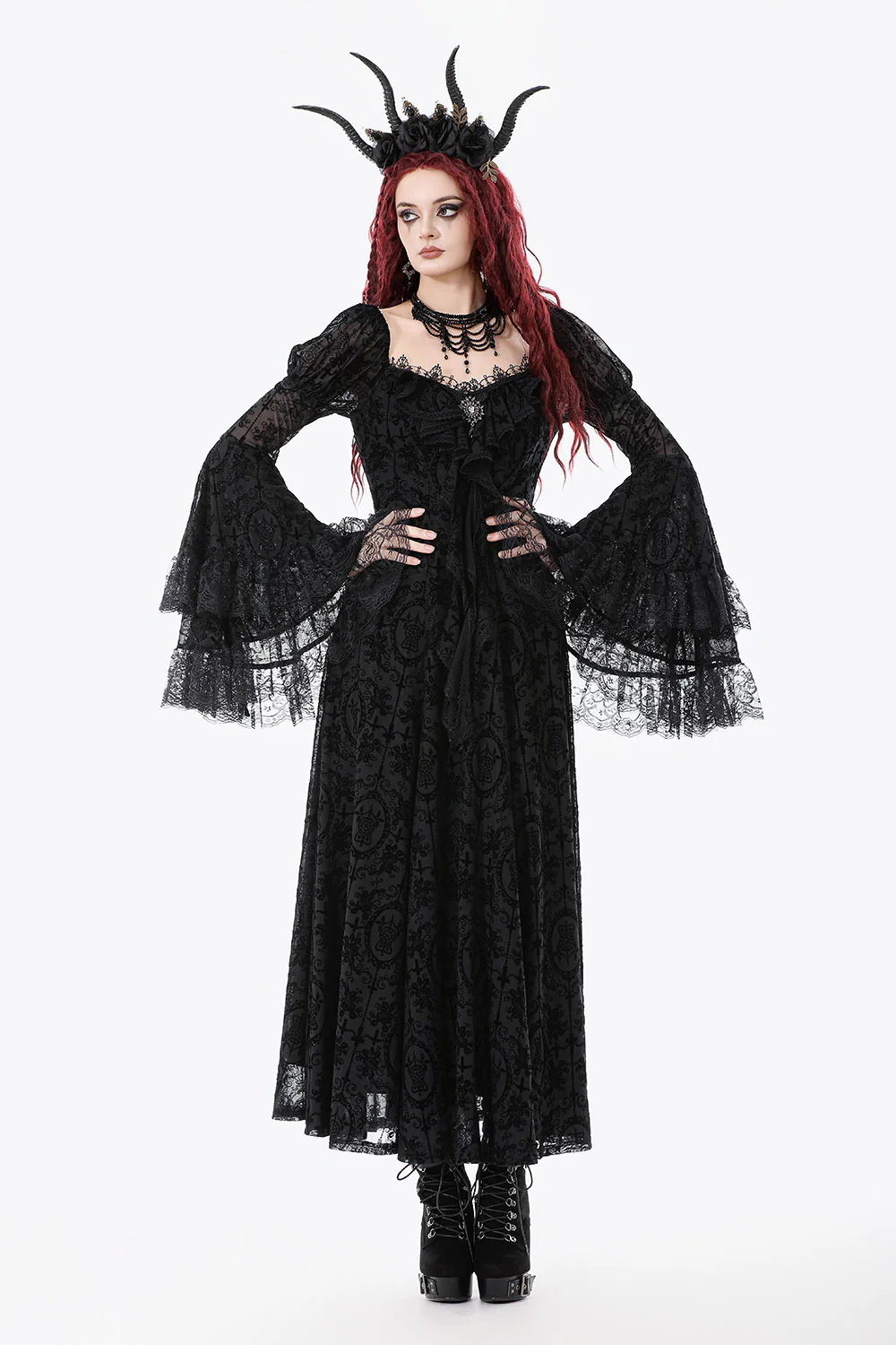Ravencrest Layered Lace Sleeve Dress - Image 4