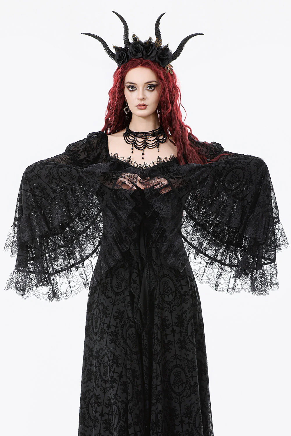 Ravencrest Layered Lace Sleeve Dress - Image 5