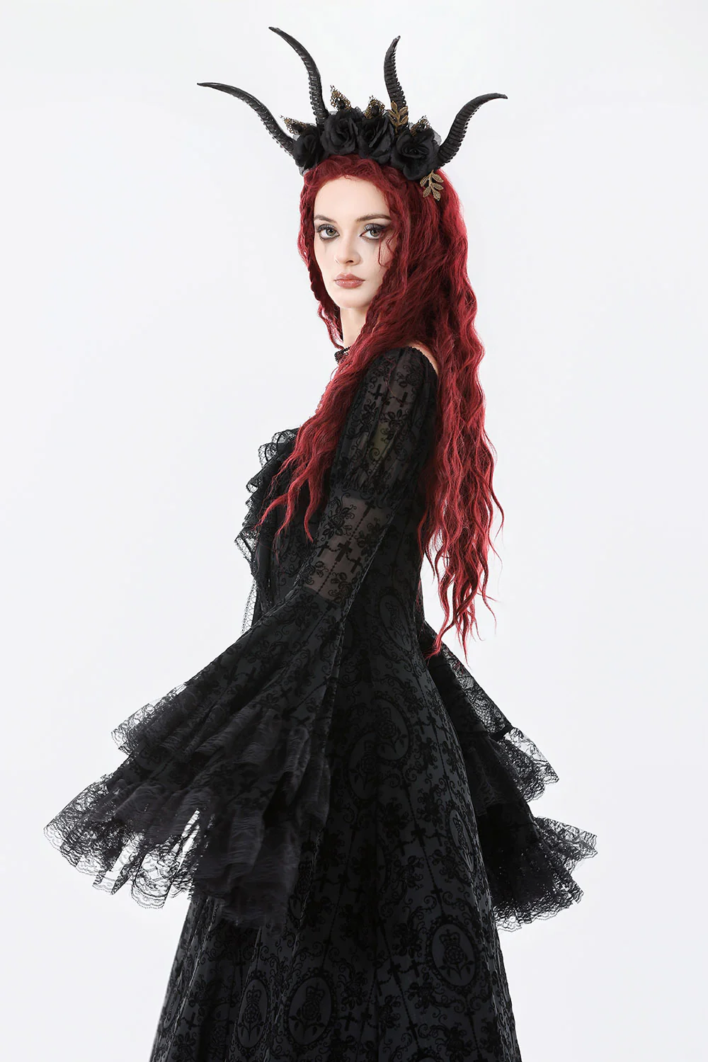 Ravencrest Layered Lace Sleeve Dress - Image 6