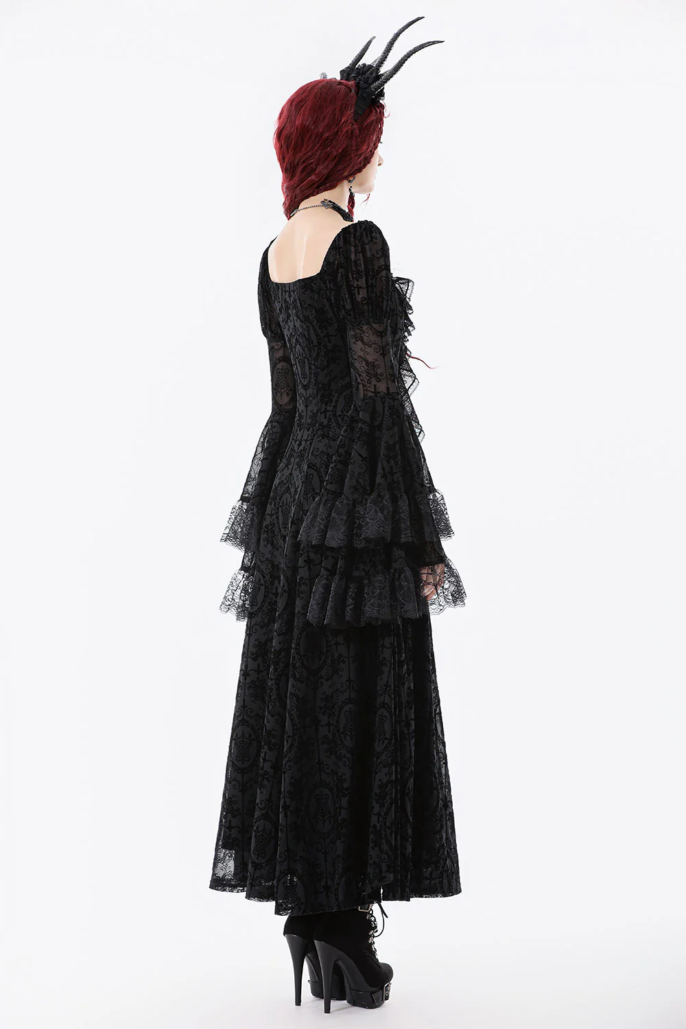 Ravencrest Layered Lace Sleeve Dress - Image 7