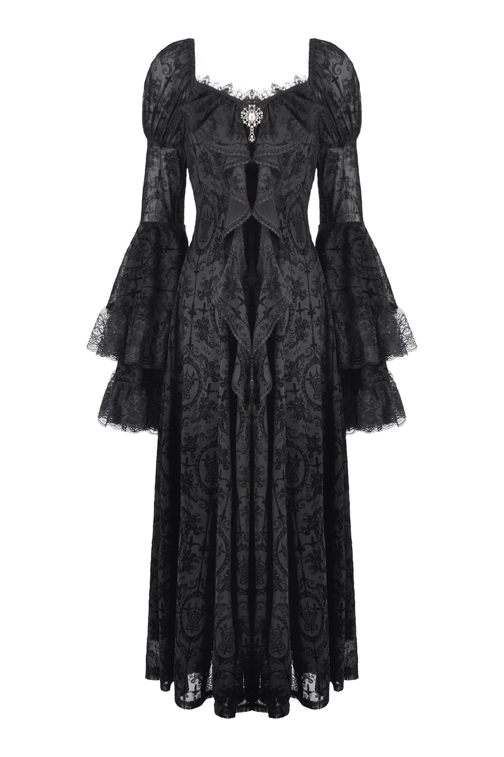 Ravencrest Layered Lace Sleeve Dress - Image 8