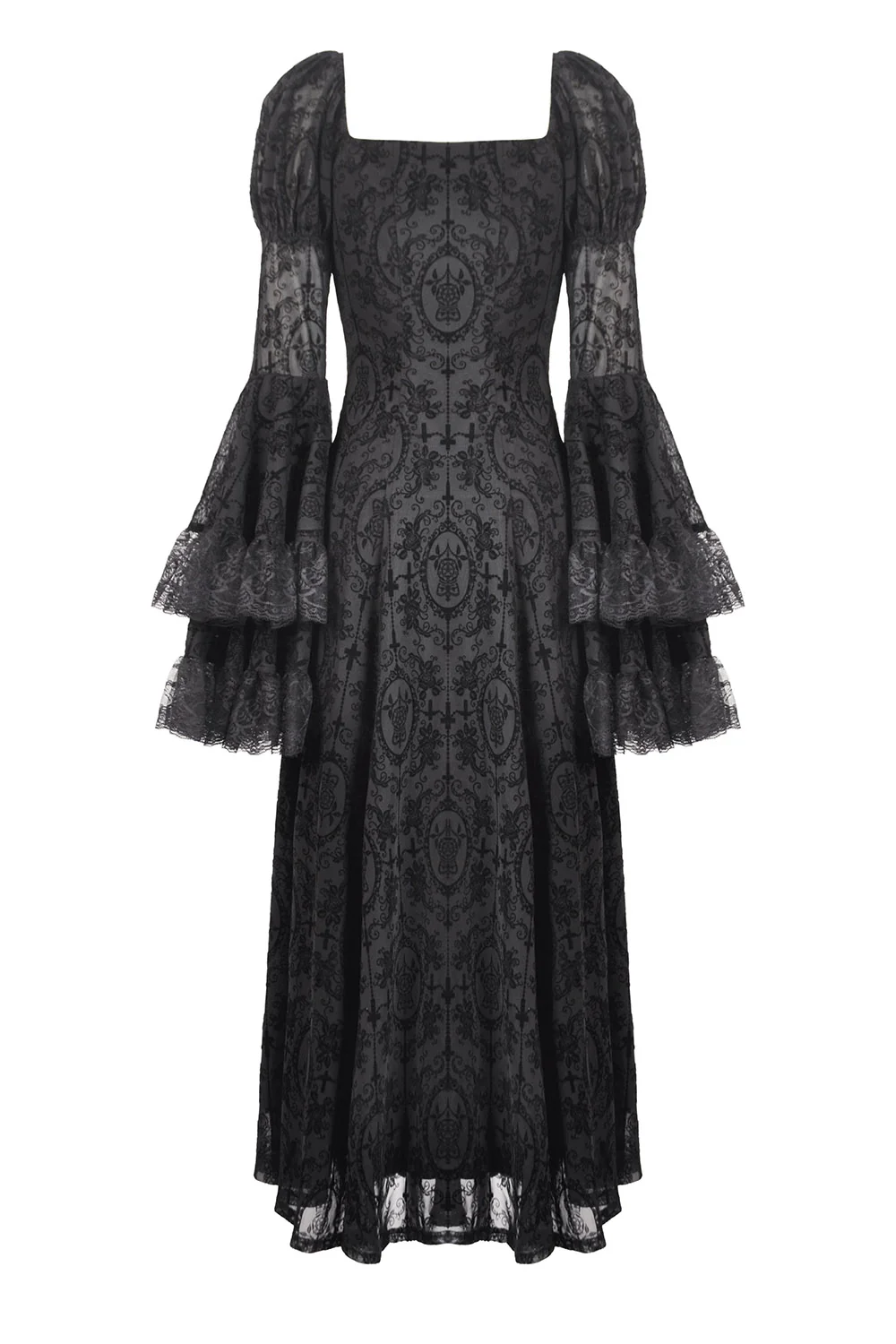 Ravencrest Layered Lace Sleeve Dress - Image 9