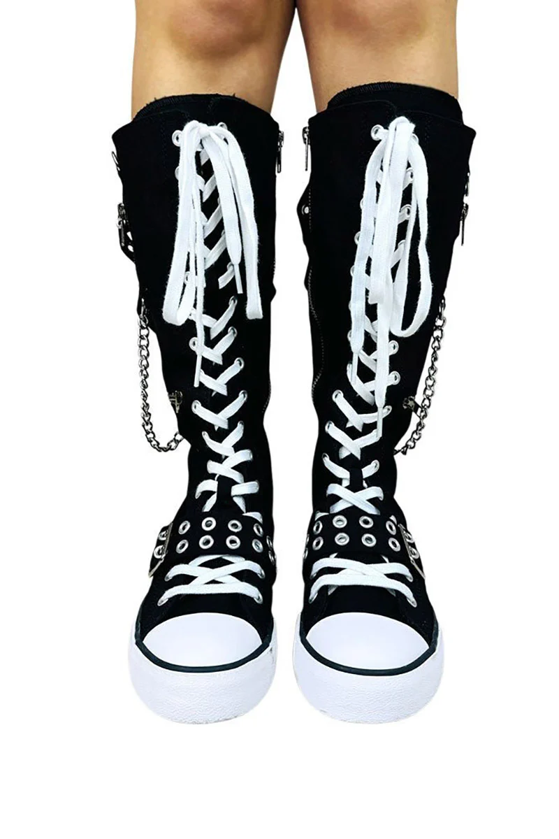 Rawr XD Knee-High Sneakers [Black/White] - Image 4