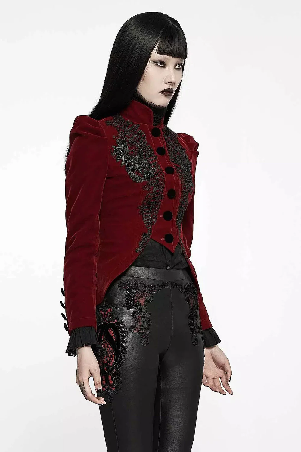Red Death Victorian Goth Cropped Coat - Image 2