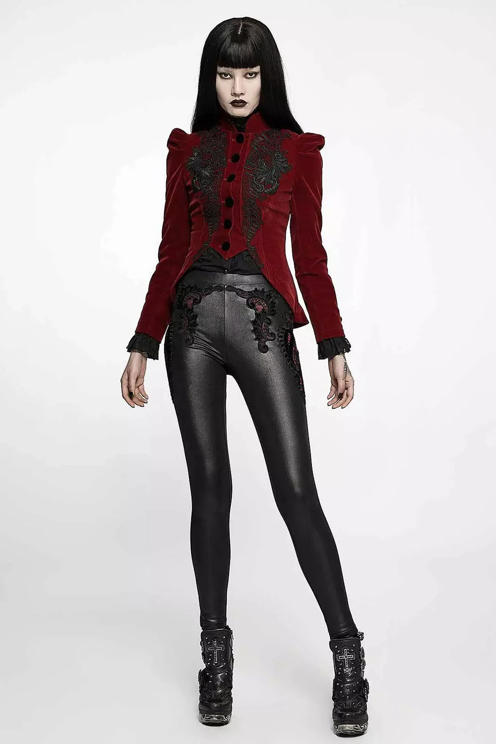 Red Death Victorian Goth Cropped Coat - Image 4