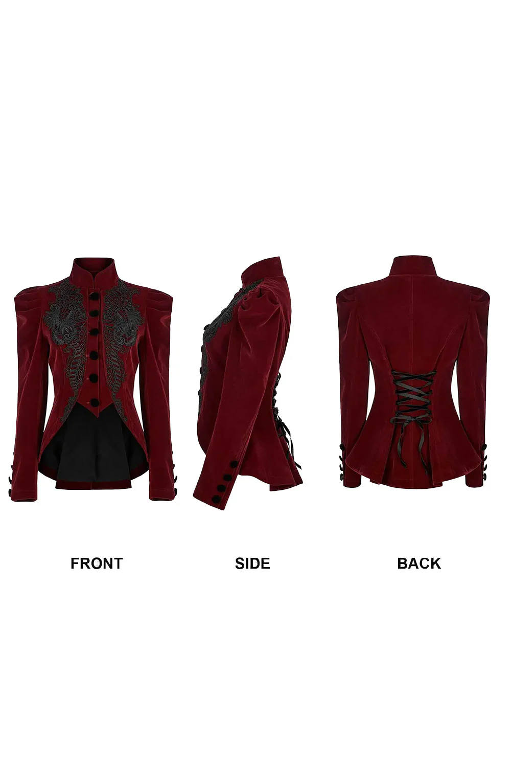 Red Death Victorian Goth Cropped Coat - Image 5