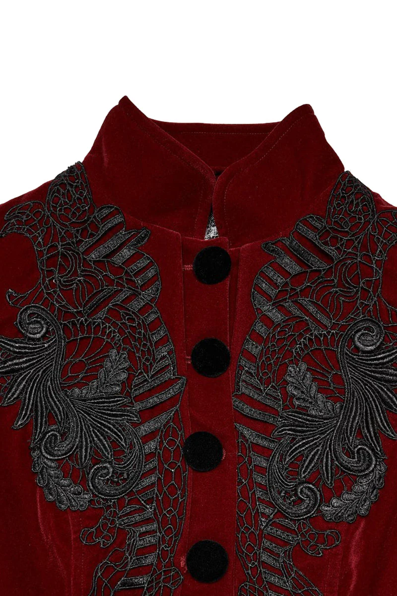 Red Death Victorian Goth Cropped Coat - Image 6