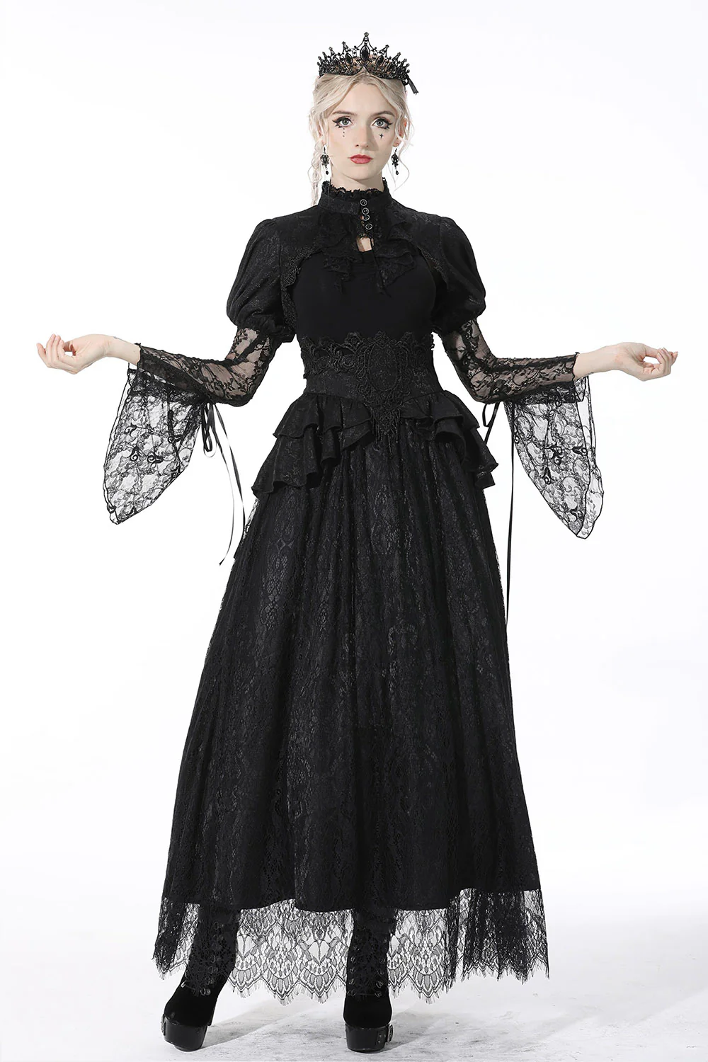 Regency Ruffled Empire Waistline Lace Skirt - Image 3