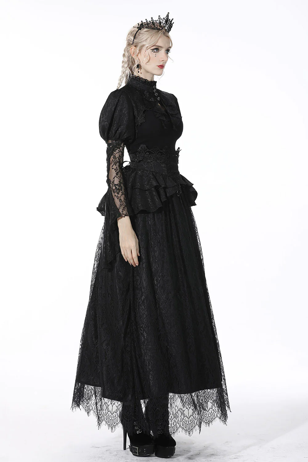 Regency Ruffled Empire Waistline Lace Skirt - Image 4