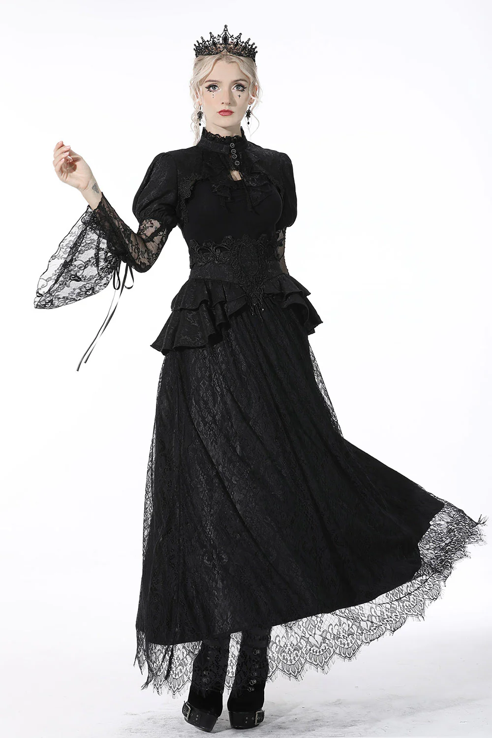 Regency Ruffled Empire Waistline Lace Skirt - Image 6