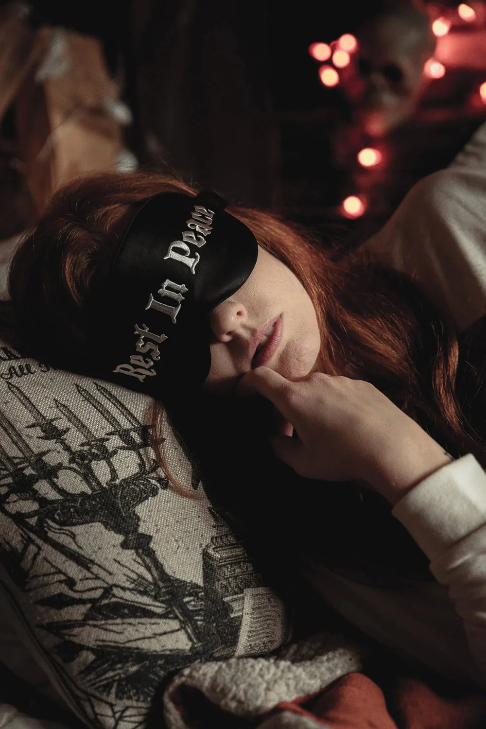Rest in Peace Silk Sleep Mask [Deathly Tired Black]