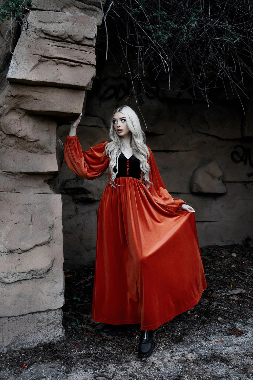 Rhiannon Dress [ORANGE/BLACK] - Image 2