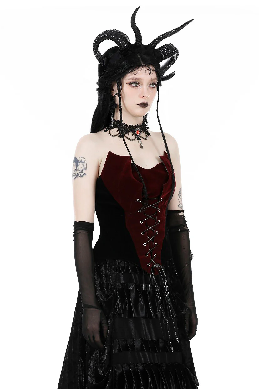 Romantic Goth Velvet Corset Top - Image 4