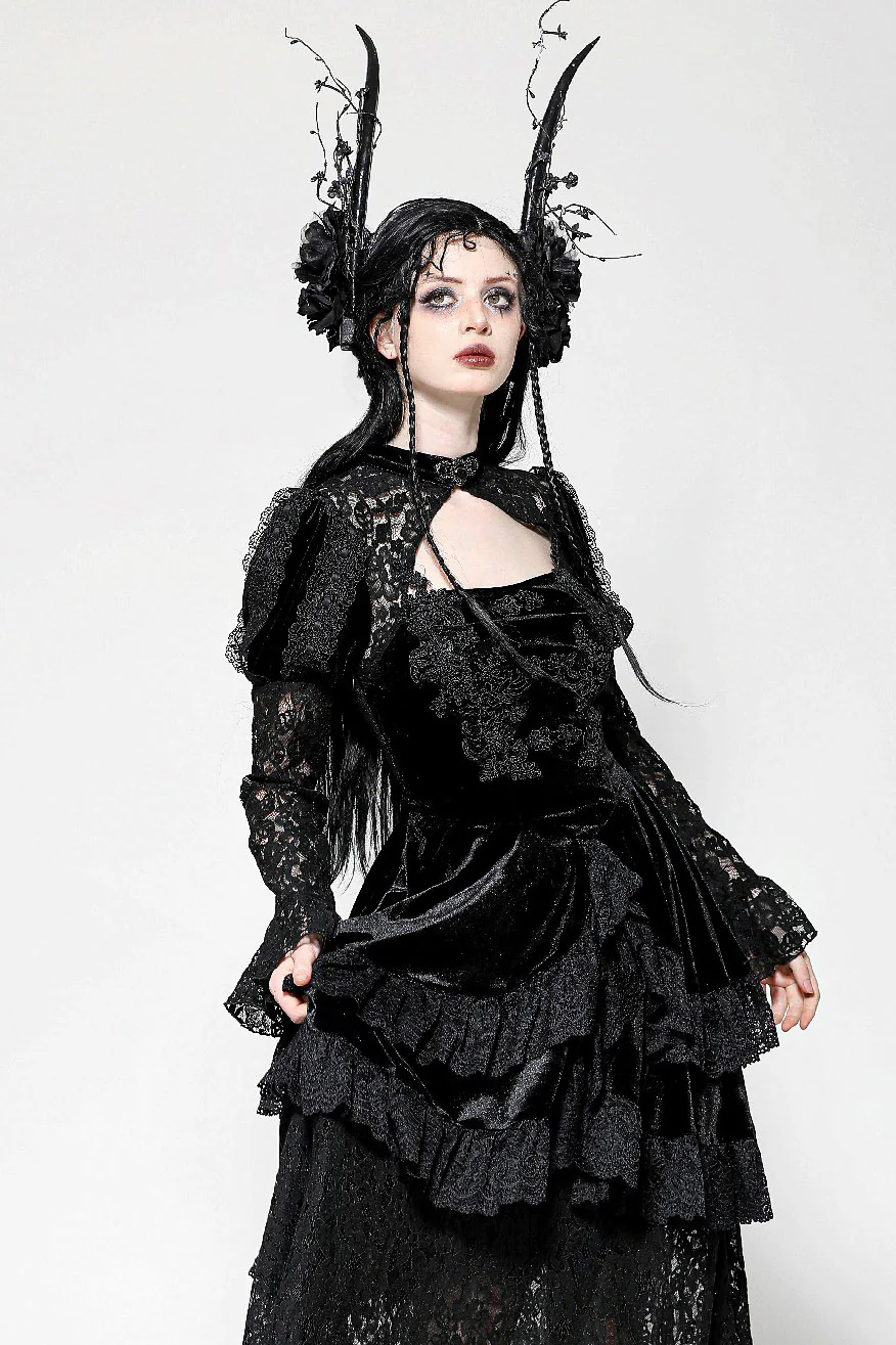 Royalcore Layered Dark Princess Dress - Image 2