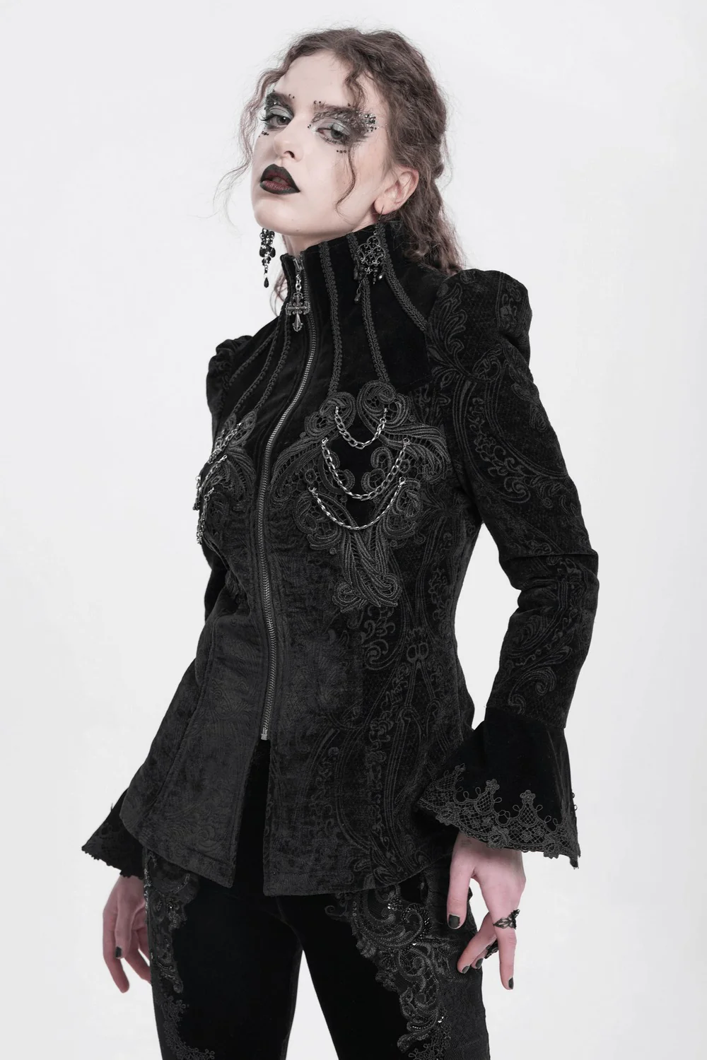 Royalcore Puffed Shoulder Embroidered Jacket - Image 2