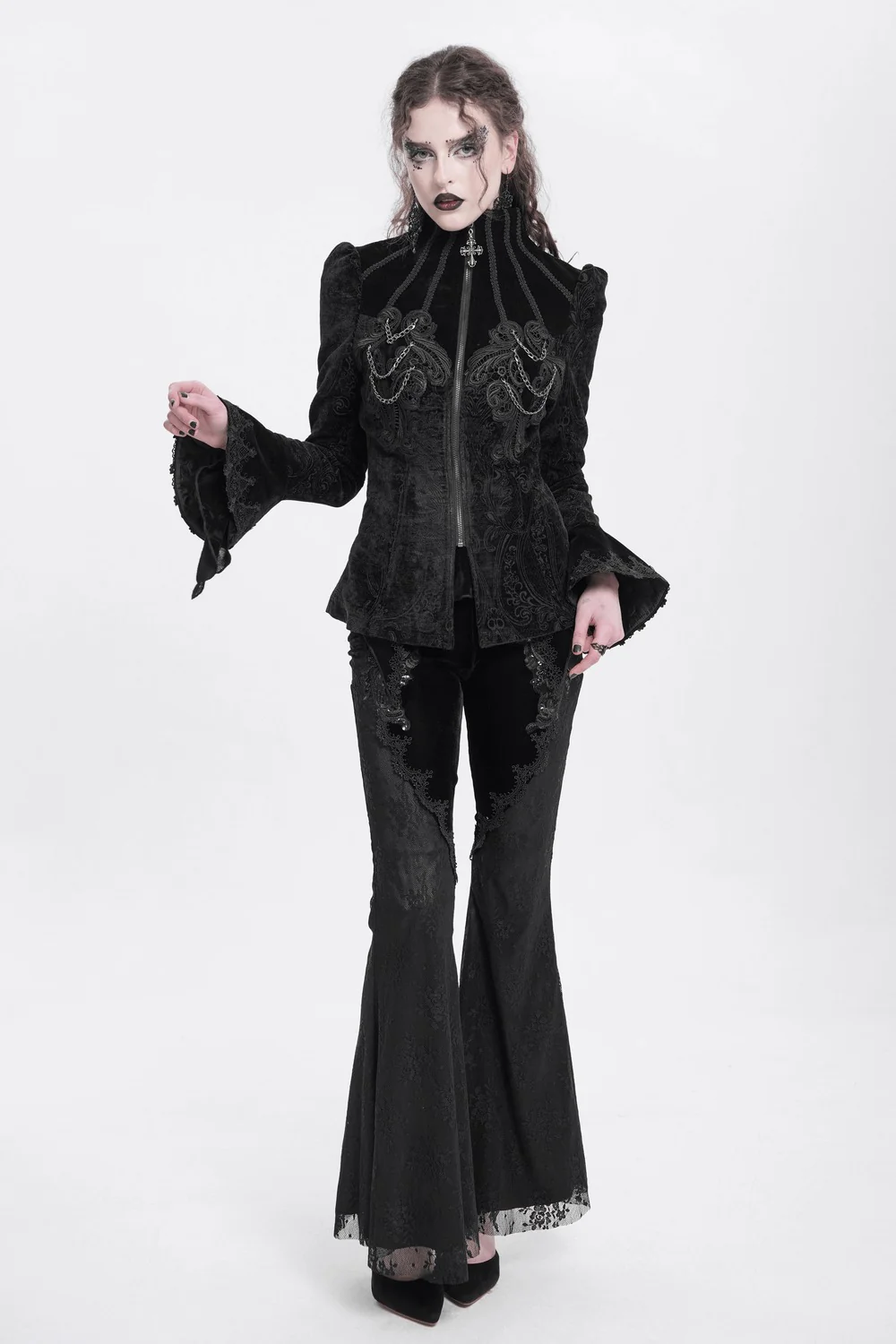 Royalcore Puffed Shoulder Embroidered Jacket - Image 4