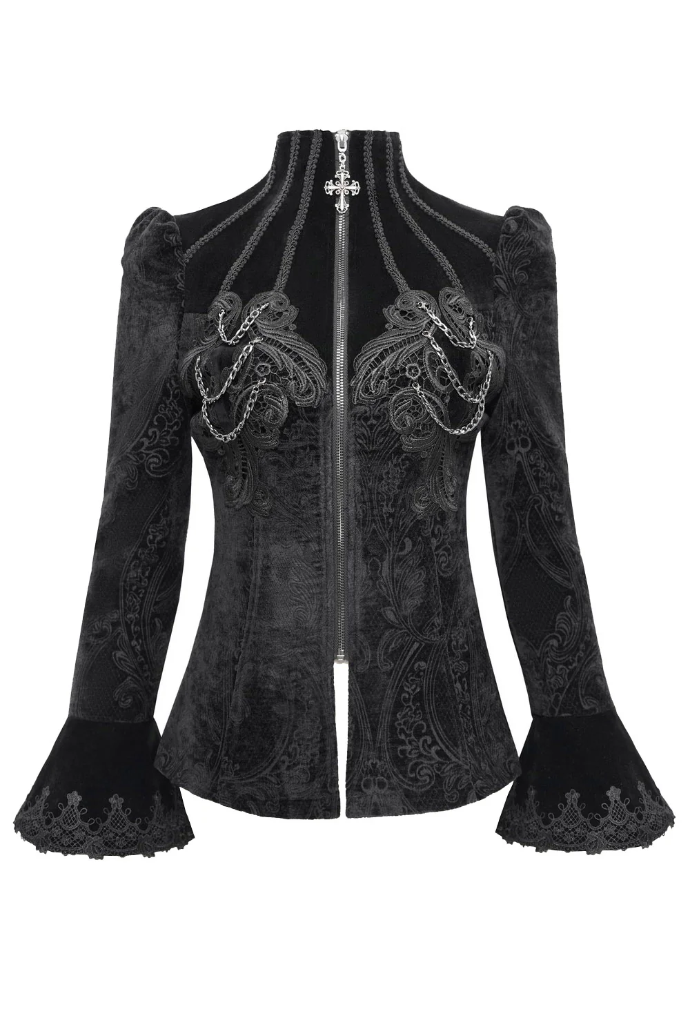Royalcore Puffed Shoulder Embroidered Jacket - Image 7