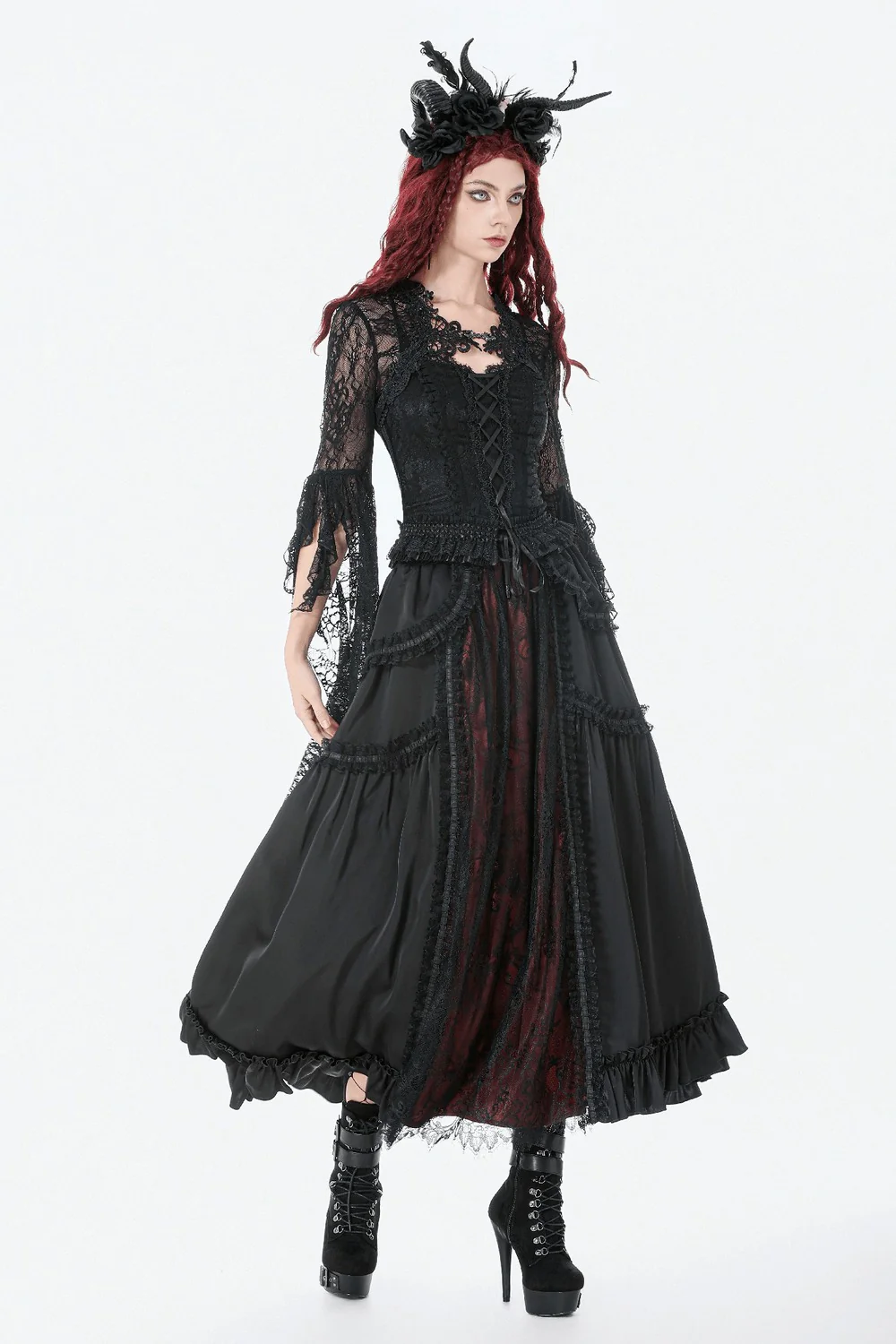 Rubied Roses Lace Skirt [Red] - Image 2