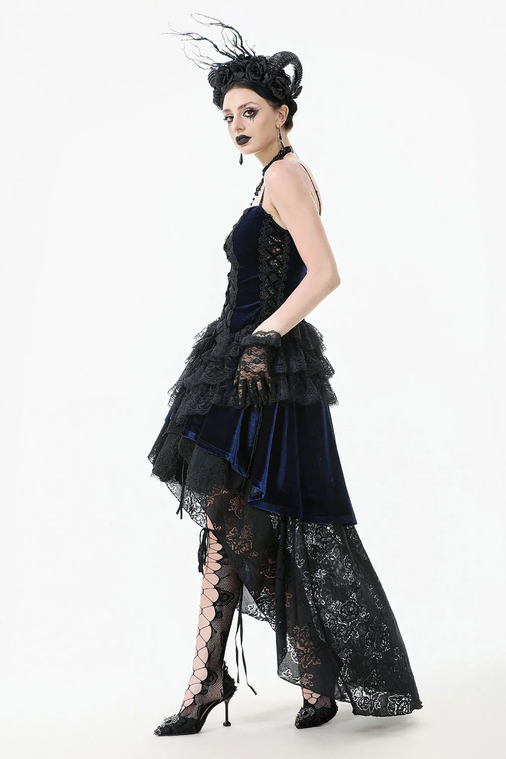 Sapphire Lace-Up Gown with Train - Image 6
