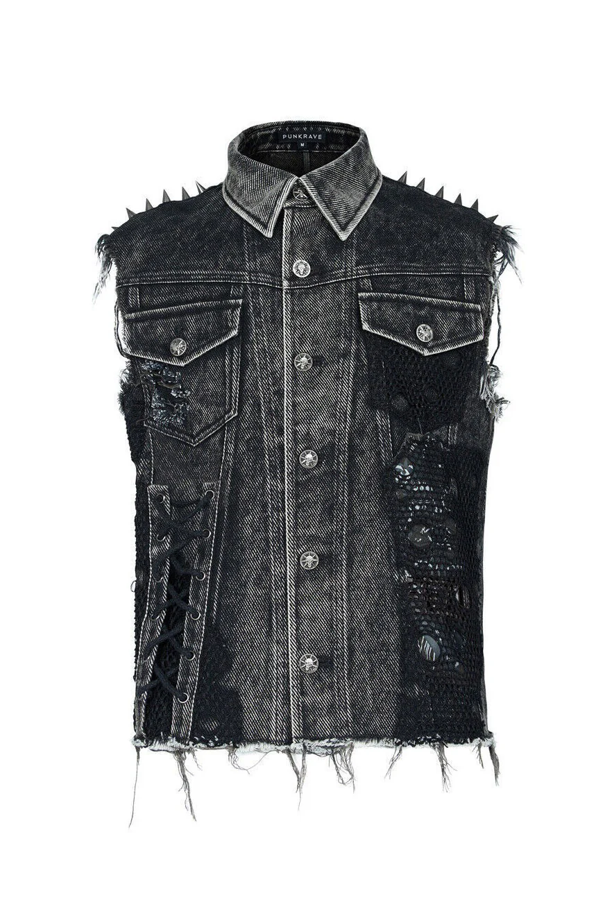 Scavenger Denim Spiked Vest - Image 2