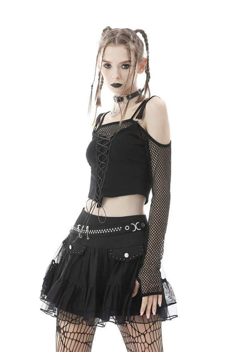 School Skullstice Mesh Mini Skirt - Image 3