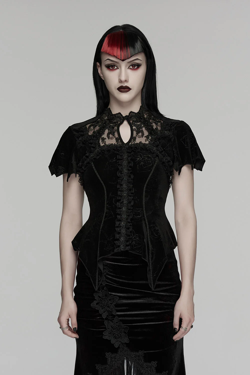 Shadowbloom Embroidered Rose Top