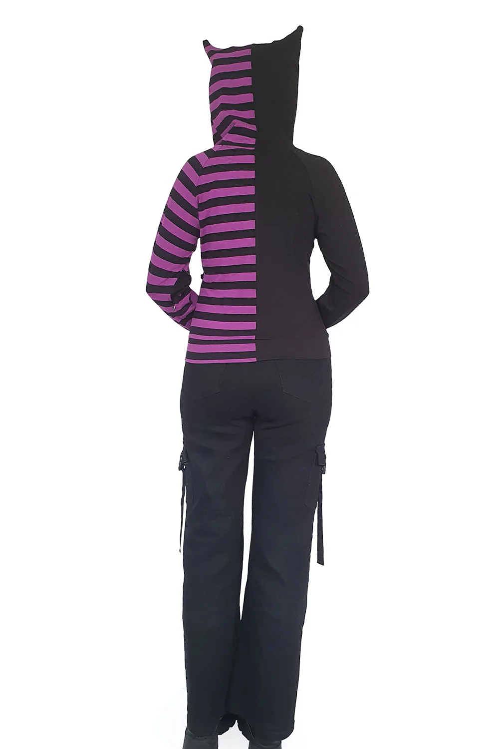 Shiori Half and Half  Hoodie [BLACK/PURPLE] - Image 3