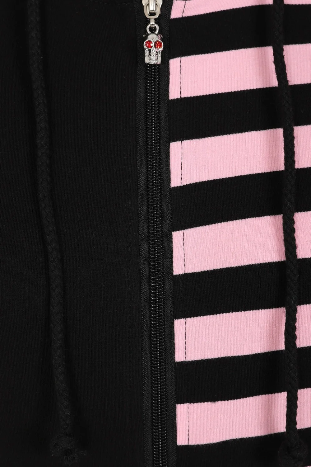 Shiori Half and Half Zippered Hoodie [BLACK/PINK] - Image 7