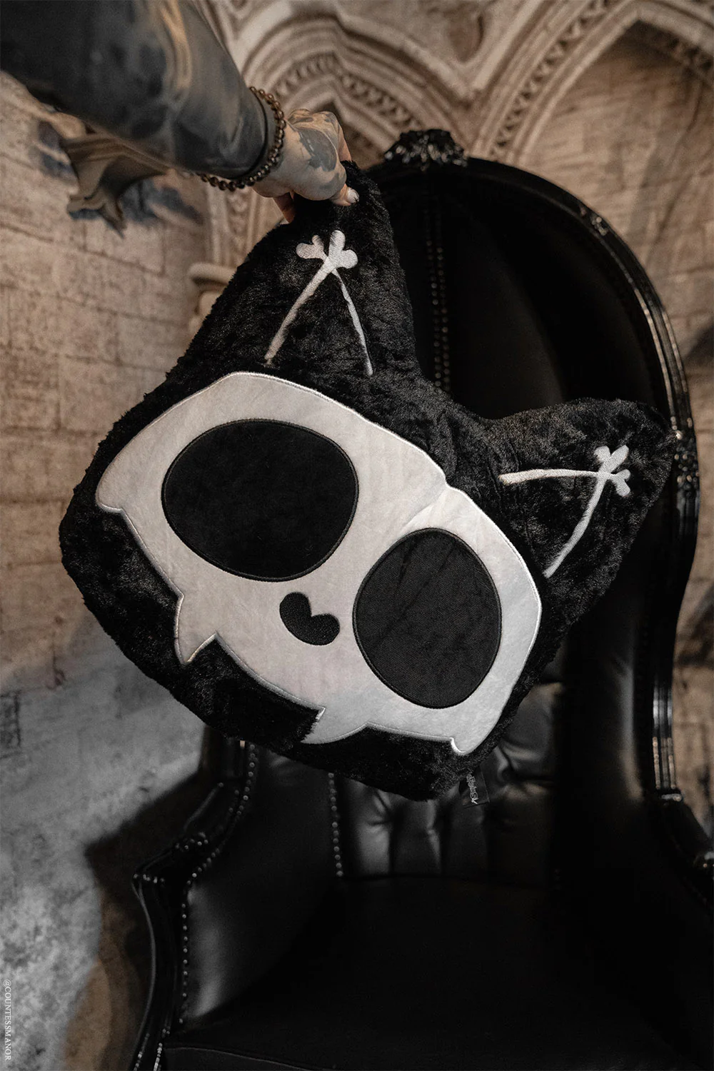 Skelekitty Throw Pillow - Image 5