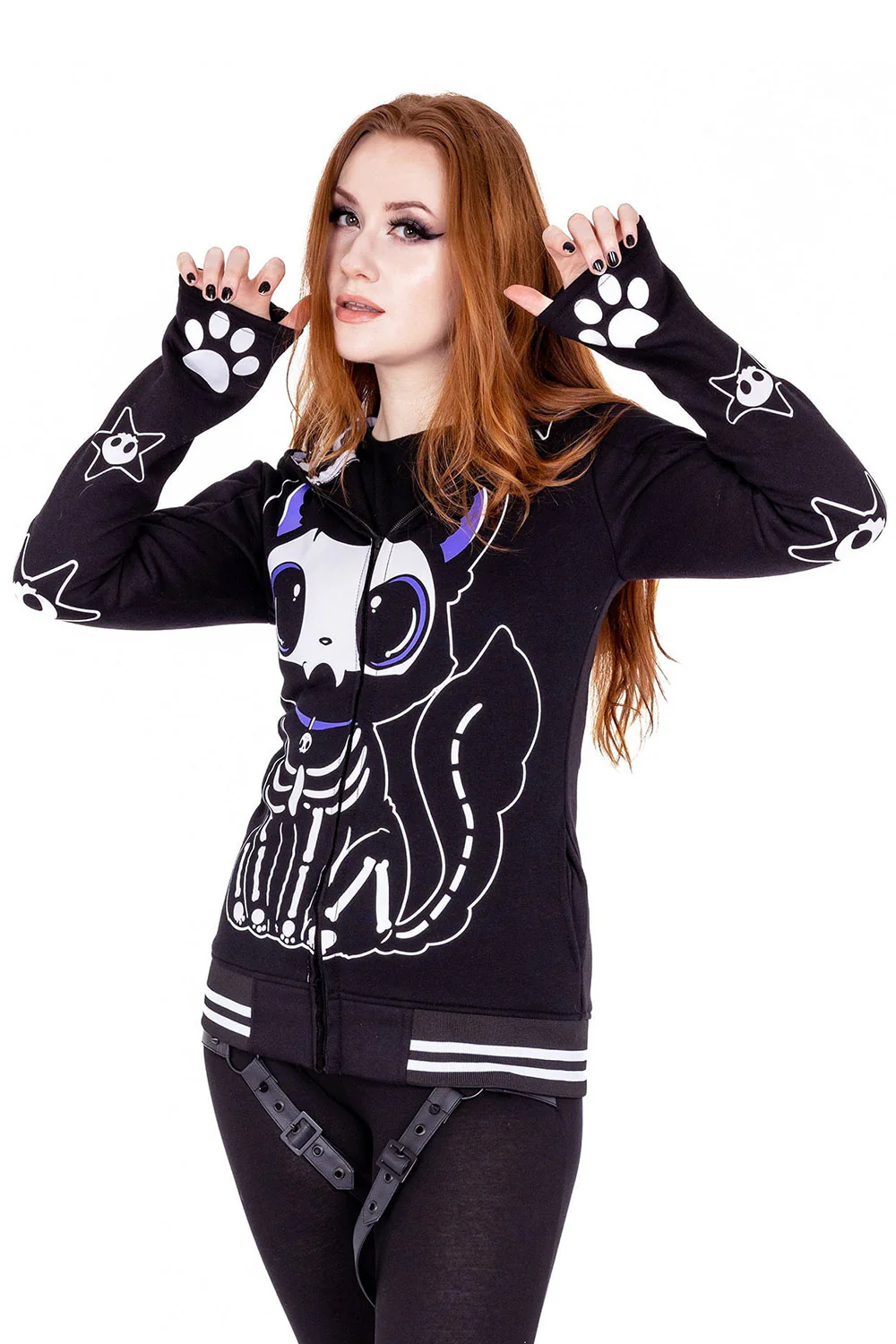 Skeleton Cat Hoodie [BLACK] - Image 2