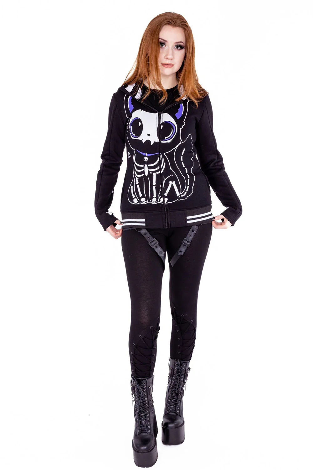Skeleton Cat Hoodie [BLACK] - Image 3